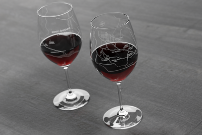 Santa Barbara Region Map Riedel Crystal Stemmed Wine Glass