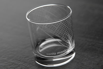 Santa Monica CA Map Rocks Glass