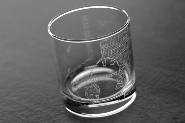 Sarasota FL Map Rocks Glass