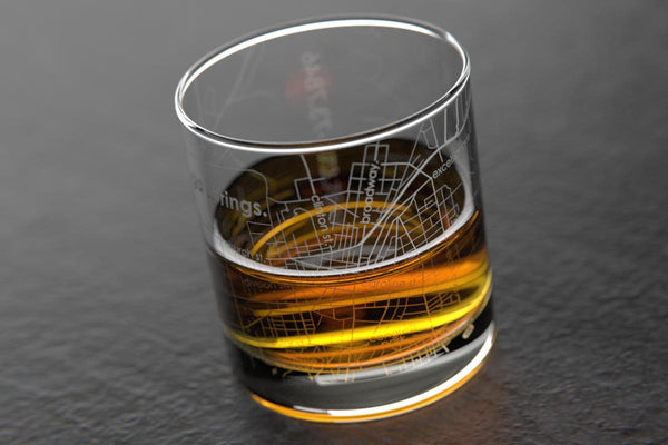 Saratoga Springs NY Map Rocks Glass