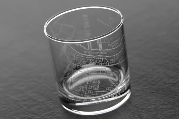 Savannah GA Map Rocks Glass