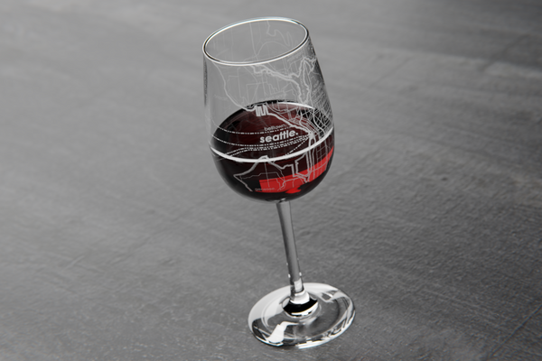 Seattle Maps Wine Glass