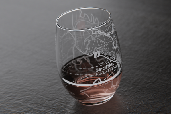 Seattle Map Stemless Wine Glass