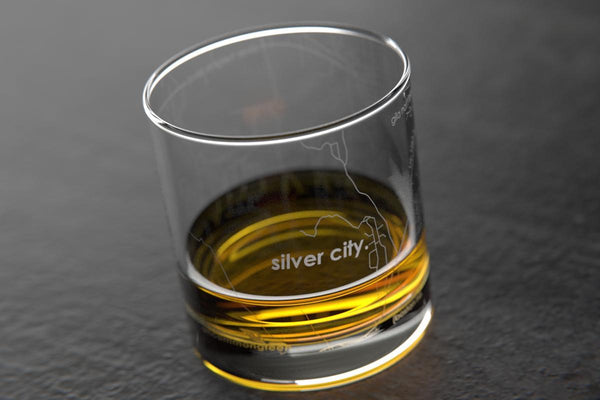 Silver City NM Map Rocks Glass