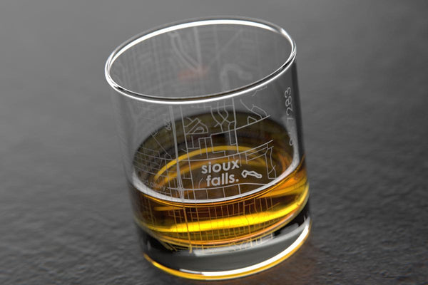 Sioux Falls SD Map Rocks Glass