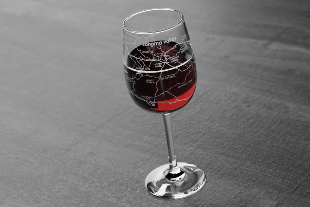 Sonoma Valley Region Map Stemmed Wine Glass