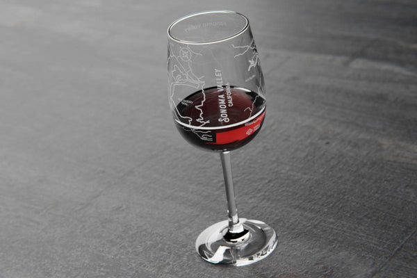 Sonoma Valley Region Map Stemmed Wine Glass