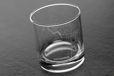 Sonoma CA Map Rocks Glass