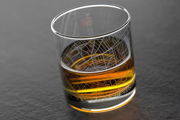 Springfield MA Map Rocks Glass