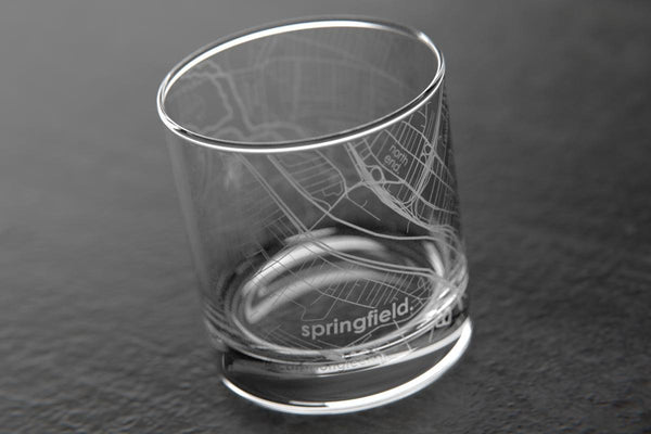Springfield MA Map Rocks Glass