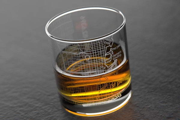 St. Petersburg FL Map Rocks Glass