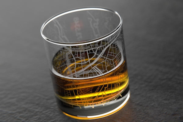 Stamford CT Map Rocks Glass