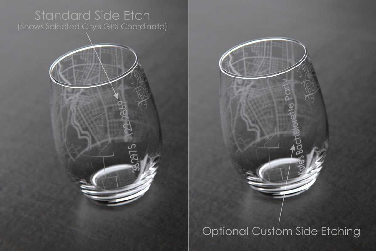 Home Town Custom Map Etched Wine Glasses for Sale - Well Told