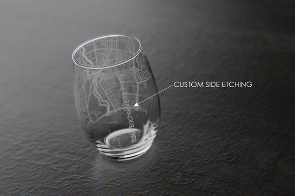 Twin Cities 26.2 - Marathon Map Stemless Wine Glass