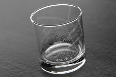 Stockton CA Map Rocks Glass
