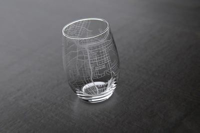 Syracuse NY College Town Map Stemless Wine Glass