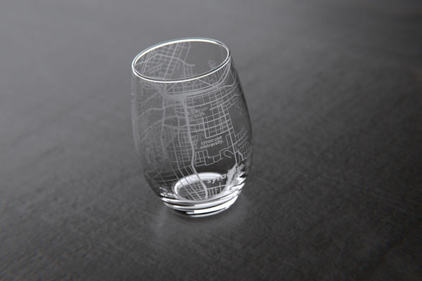 Syracuse NY College Town Map Stemless Wine Glass
