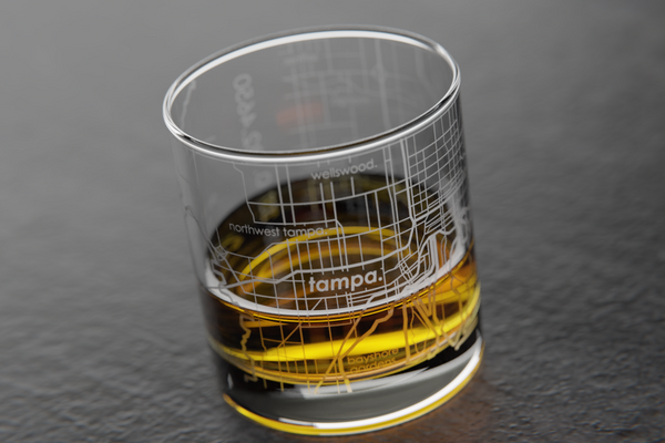 Tampa Map Rocks Glass