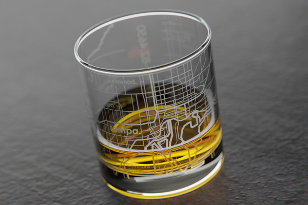 Tampa Map Rocks Glass