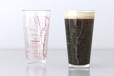 Columbus OH Map Pint Glass Pair - Red & Gray