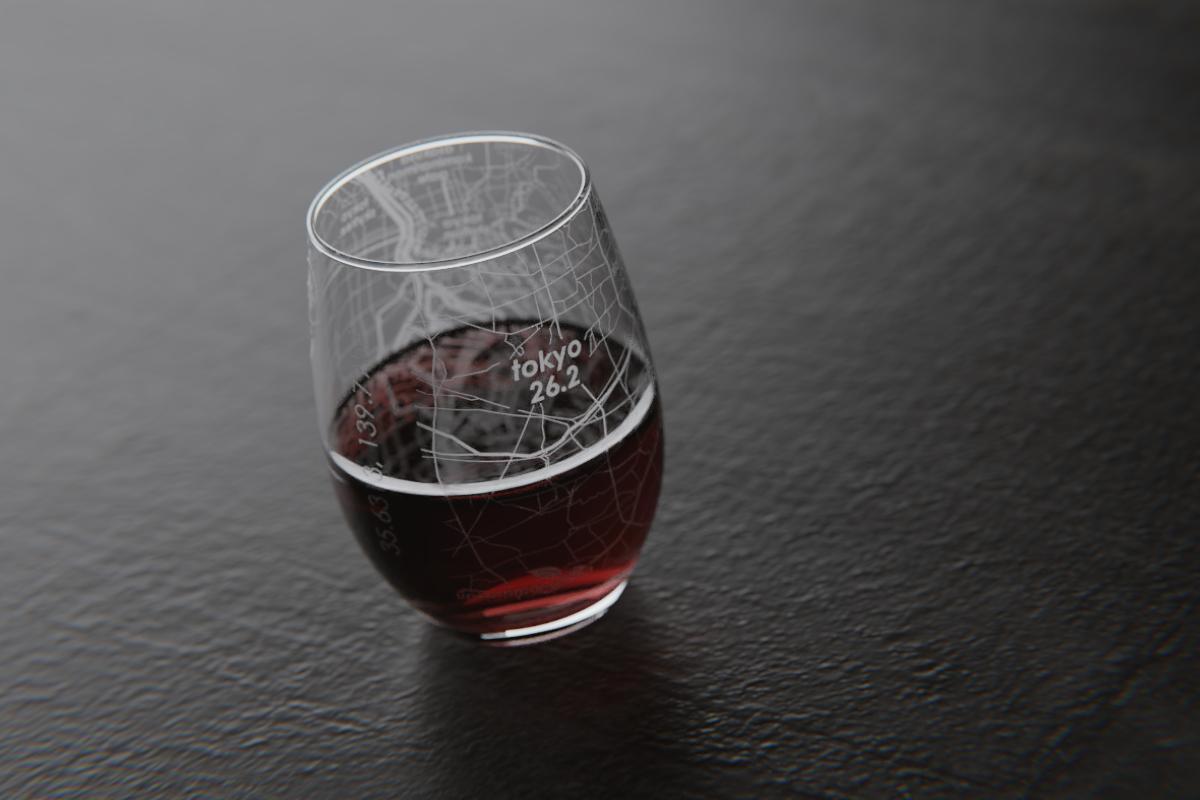 Tokyo 26.2 Marathon Map Stemless Wine Glass