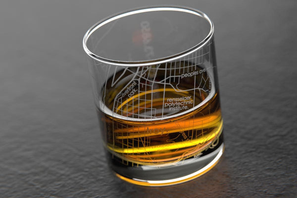 Troy NY Map Rocks Glass