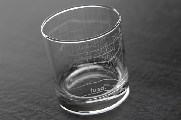 Tulsa OK Map Rocks Glass