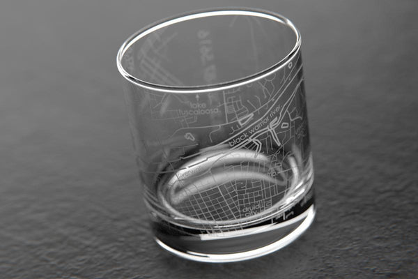 Tuscaloosa AL Map Rocks Glass