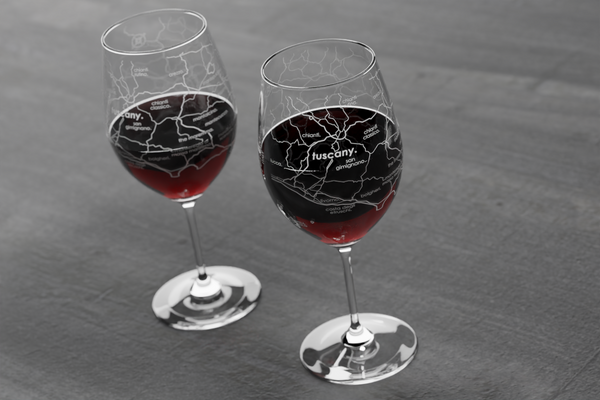 Tuscany Region Map Riedel Crystal Stemmed Wine Glass
