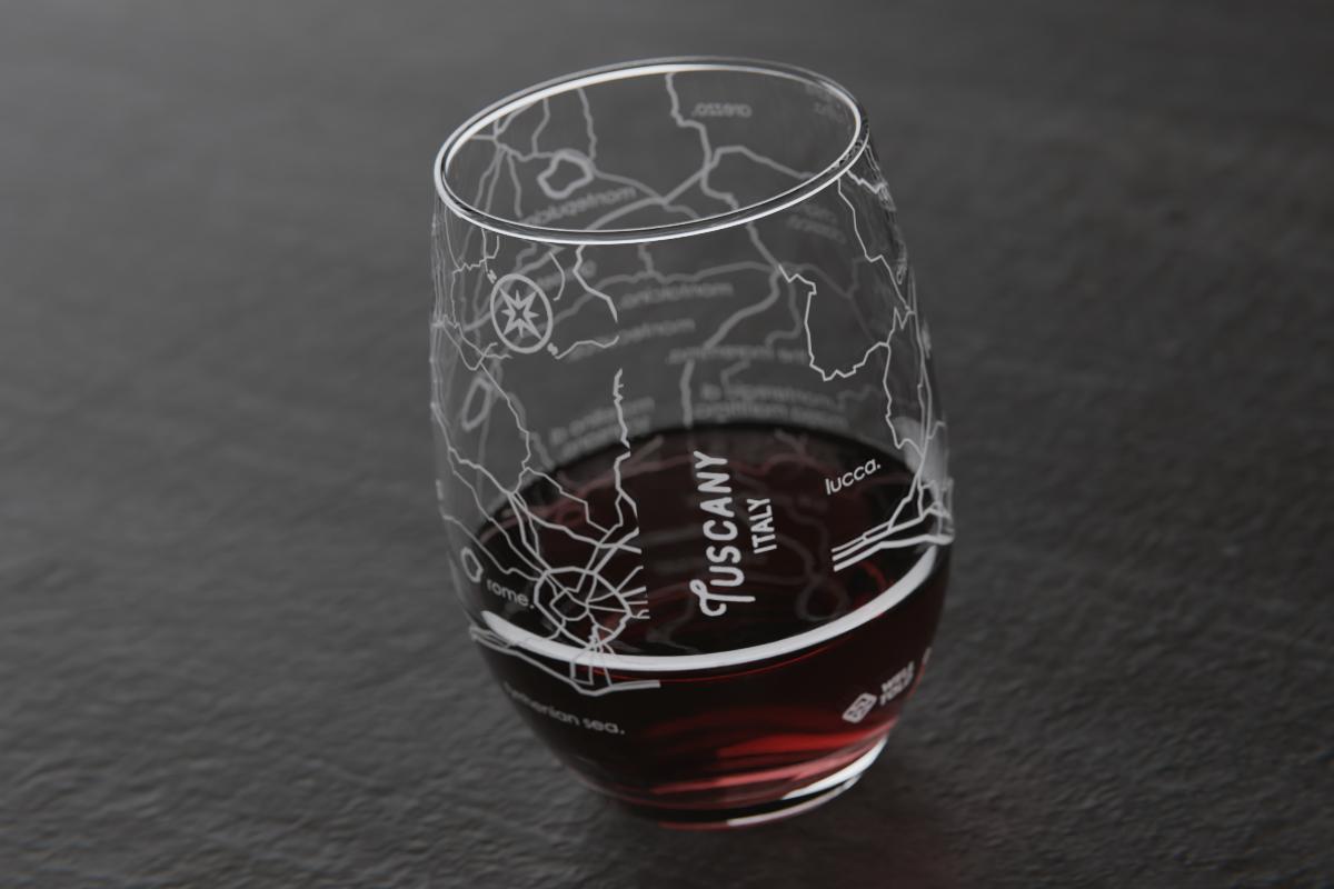 thumbnail image 2 of Tuscany Region Map Stemless Wine Glass - Well Told 2 of 14