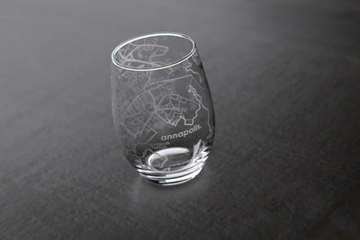 Annapolis MD College Town Map Stemless Wine Glass