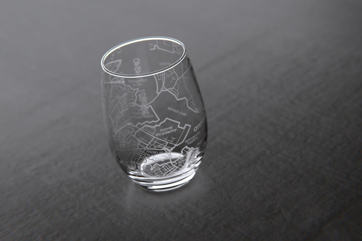 Annapolis MD College Town Map Stemless Wine Glass