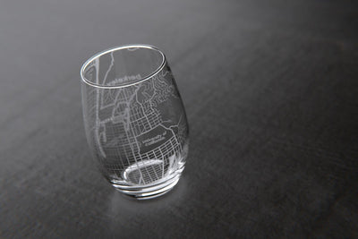 Berkeley CA College Town Map Stemless Wine Glass