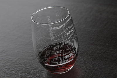 Newark DE College Town Map Stemless Wine Glass