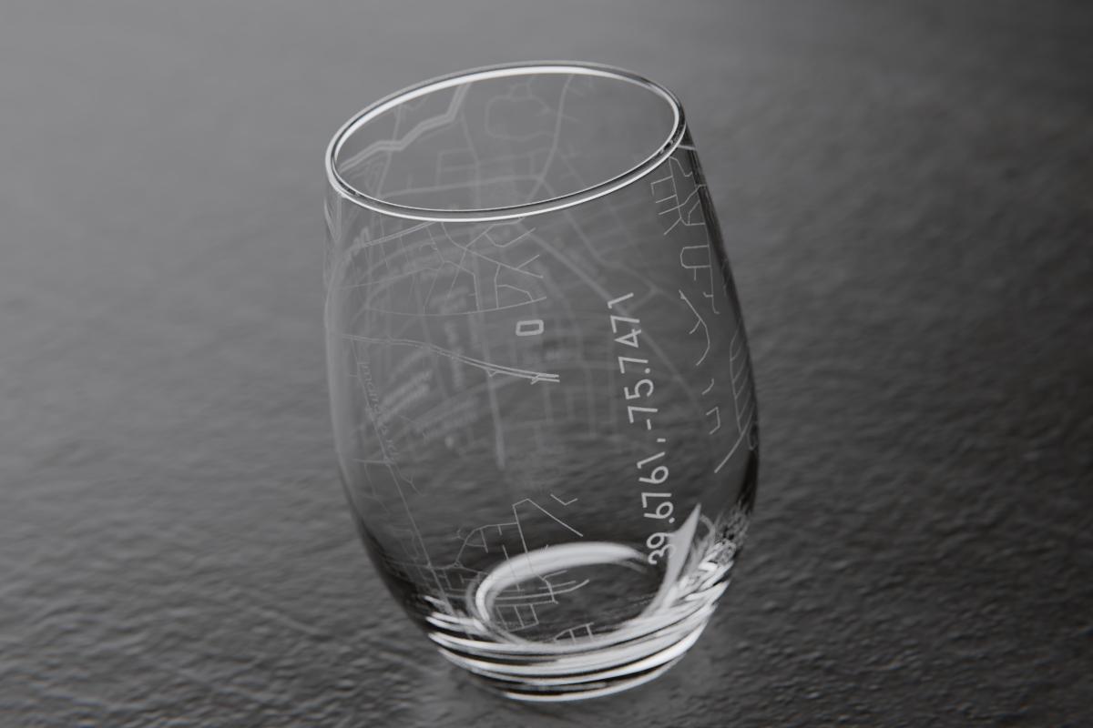 Newark DE College Town Map Stemless Wine Glass