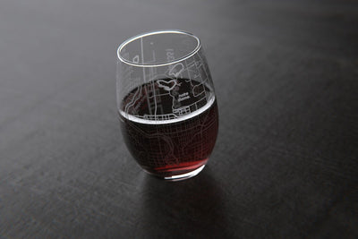 South Bend IN College Town Map Stemless Wine Glass