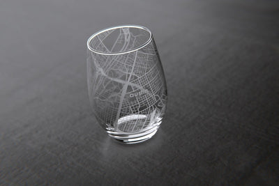 Austin TX College Town Map Stemless Wine Glass