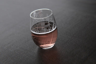 Austin TX College Town Map Stemless Wine Glass