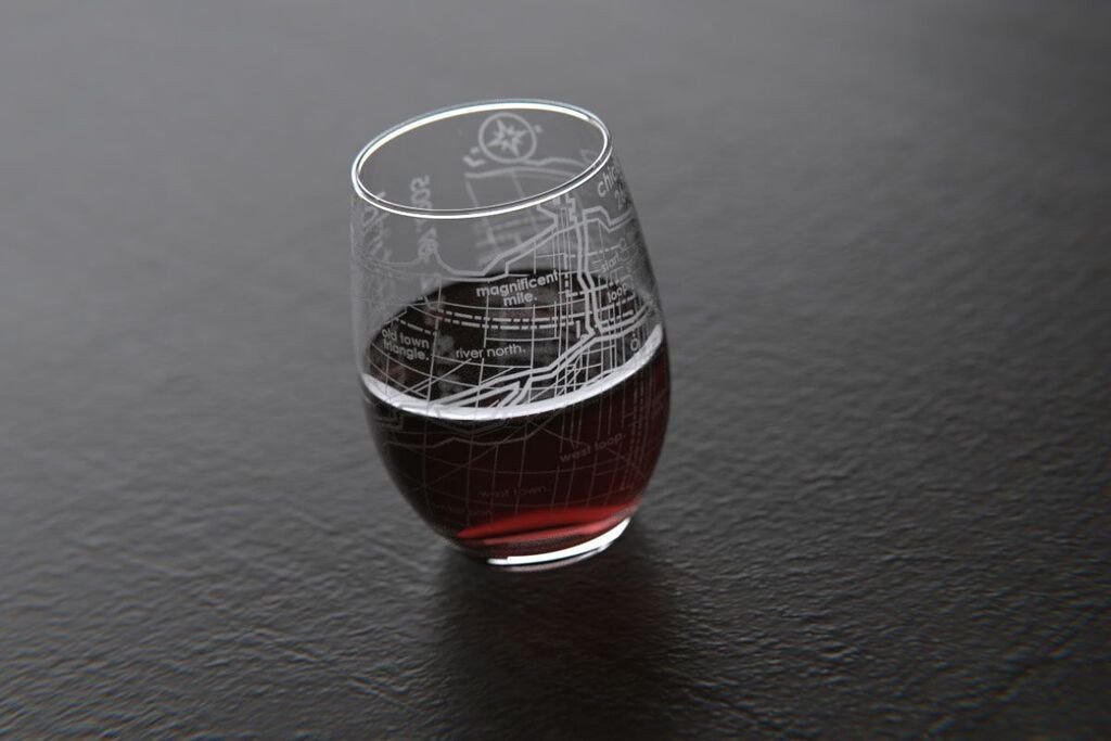 Chicago 26.2 - Marathon Map Stemless Wine Glass