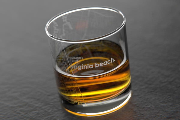 Virginia Beach VA Map Rocks Glass