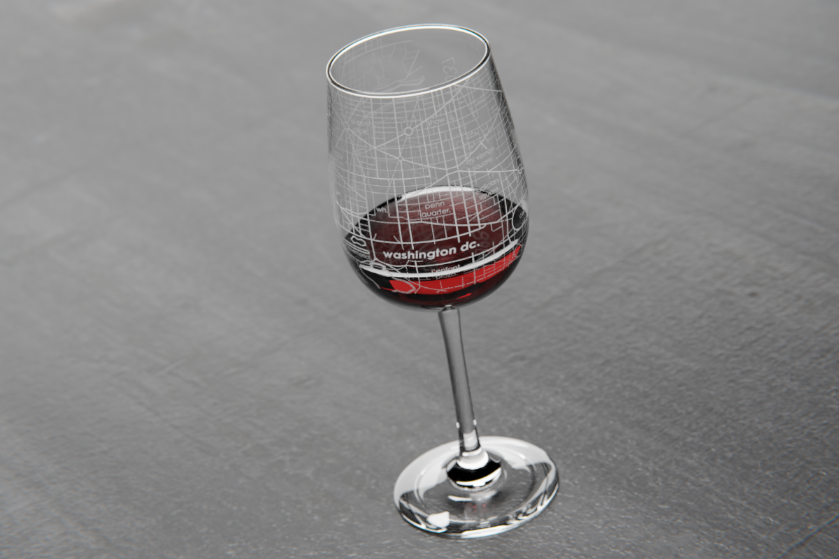 Washington DC Maps Wine Glass