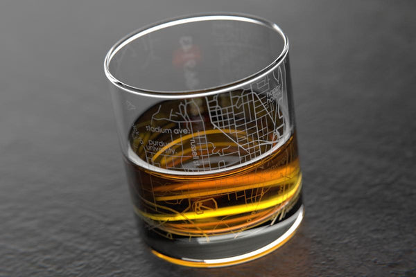 West Lafayette IN Map Rocks Glass