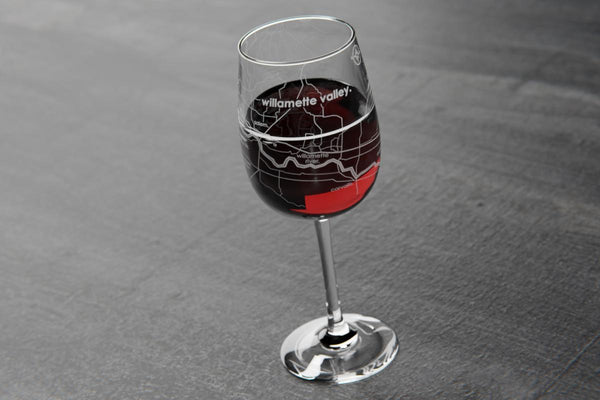 Willamette Valley Region Map Stemmed Wine Glass