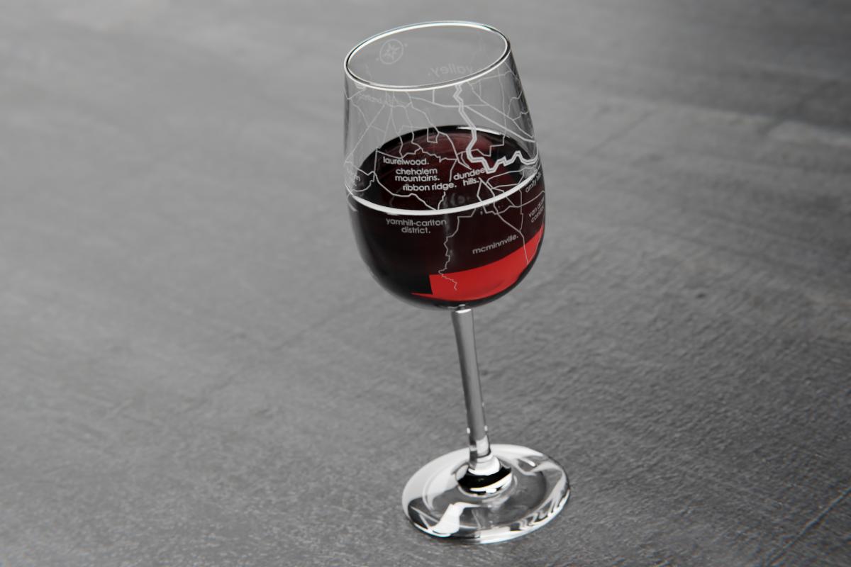 Willamette Valley Region Map Stemmed Wine Glass
