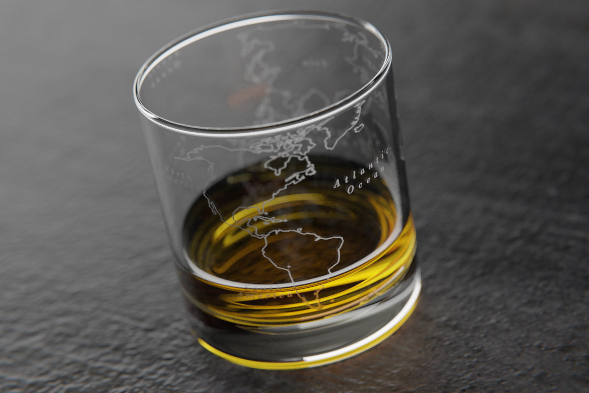 World Map Rocks Glass