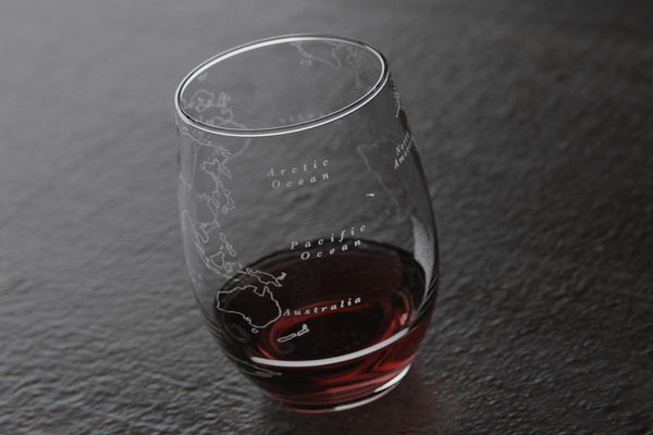 World Map Stemless Wine Glass