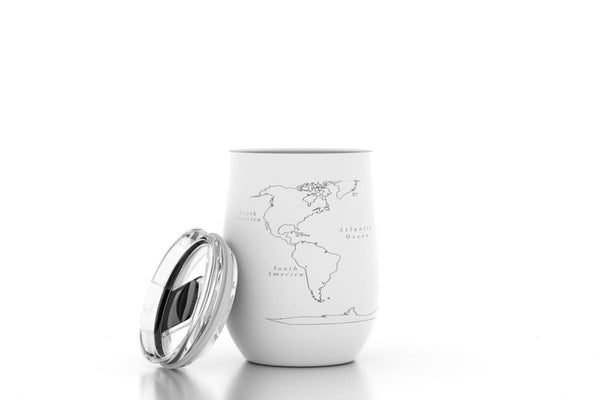 World Map 12 oz Insulated Wine Tumbler