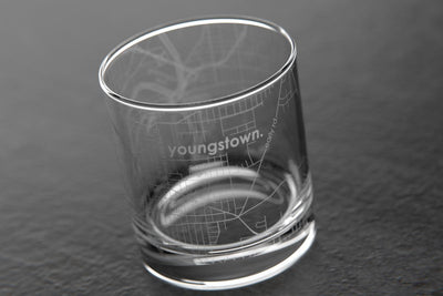 Youngstown OH Map Rocks Glass